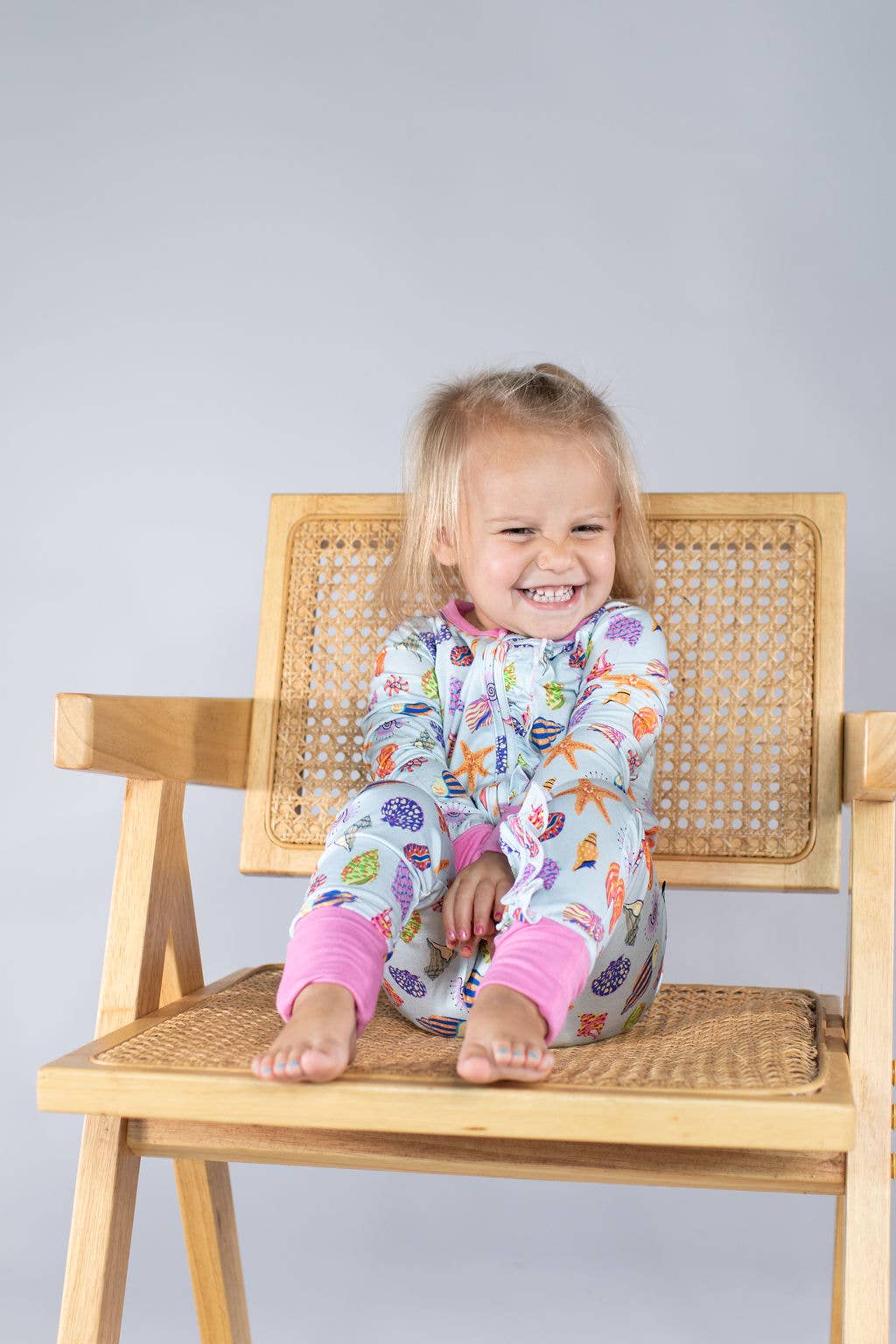 Beach Seashells - Zip Convertible Pajamas w/ Ruffles