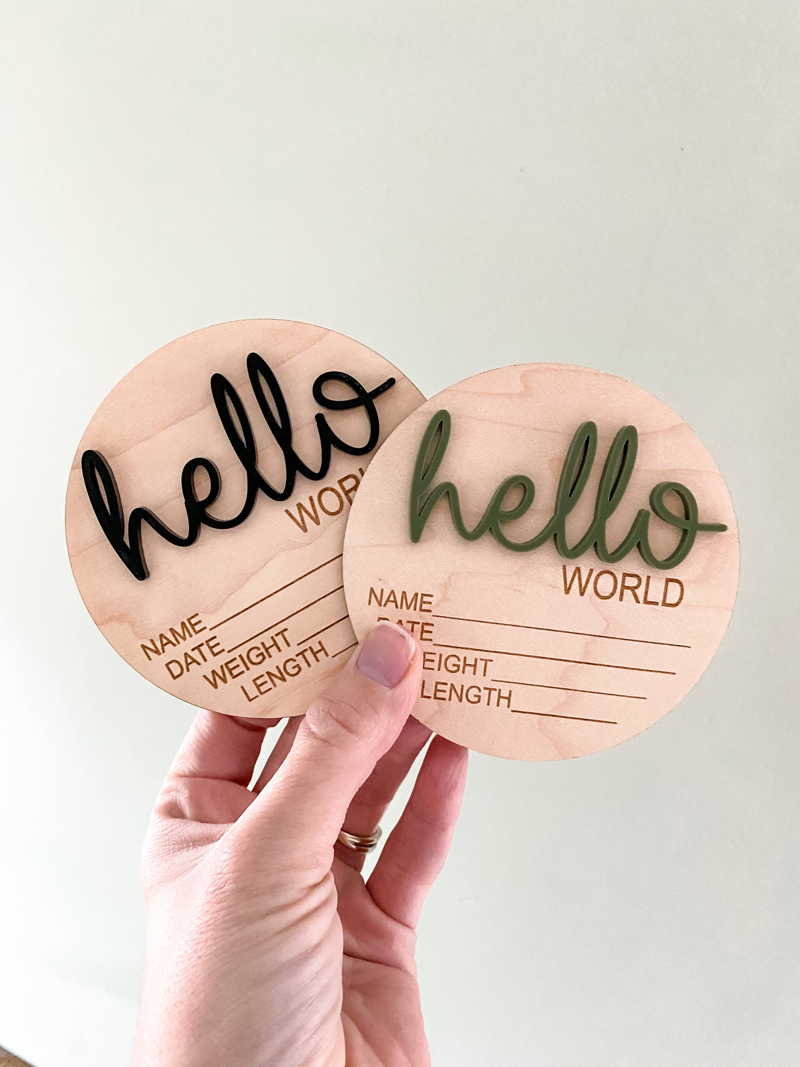 Hello World Announcement Wood Disc