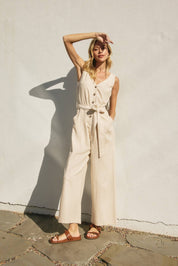 Vera Linen V-Neck Jumpsuit