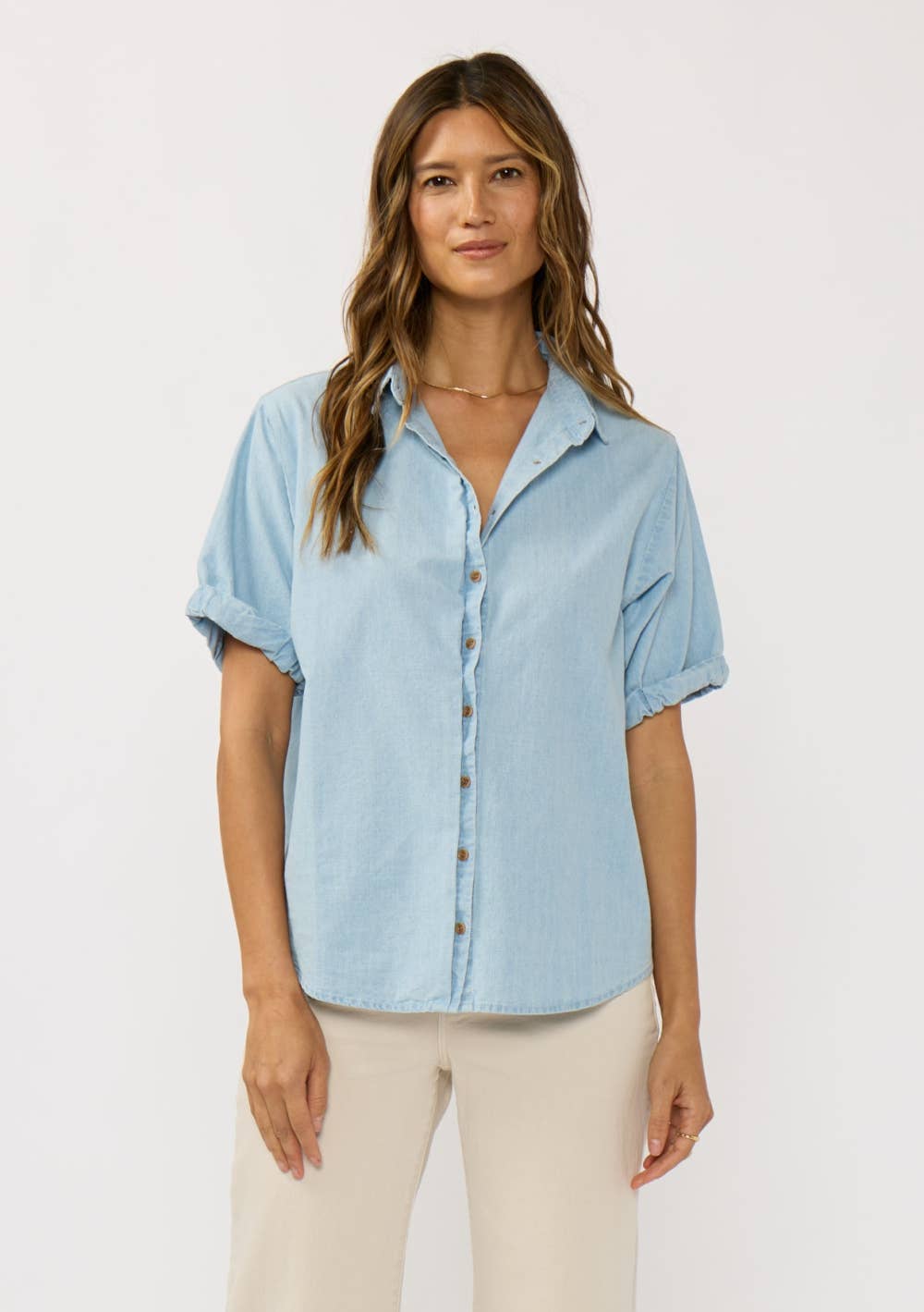Hallie Short Sleeve Chambray Shirt