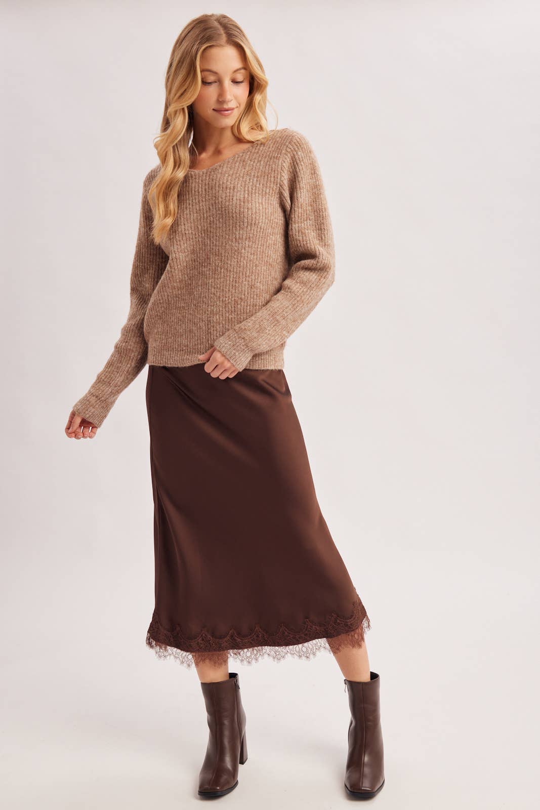 Esme Lace Back Ribbed Sweater