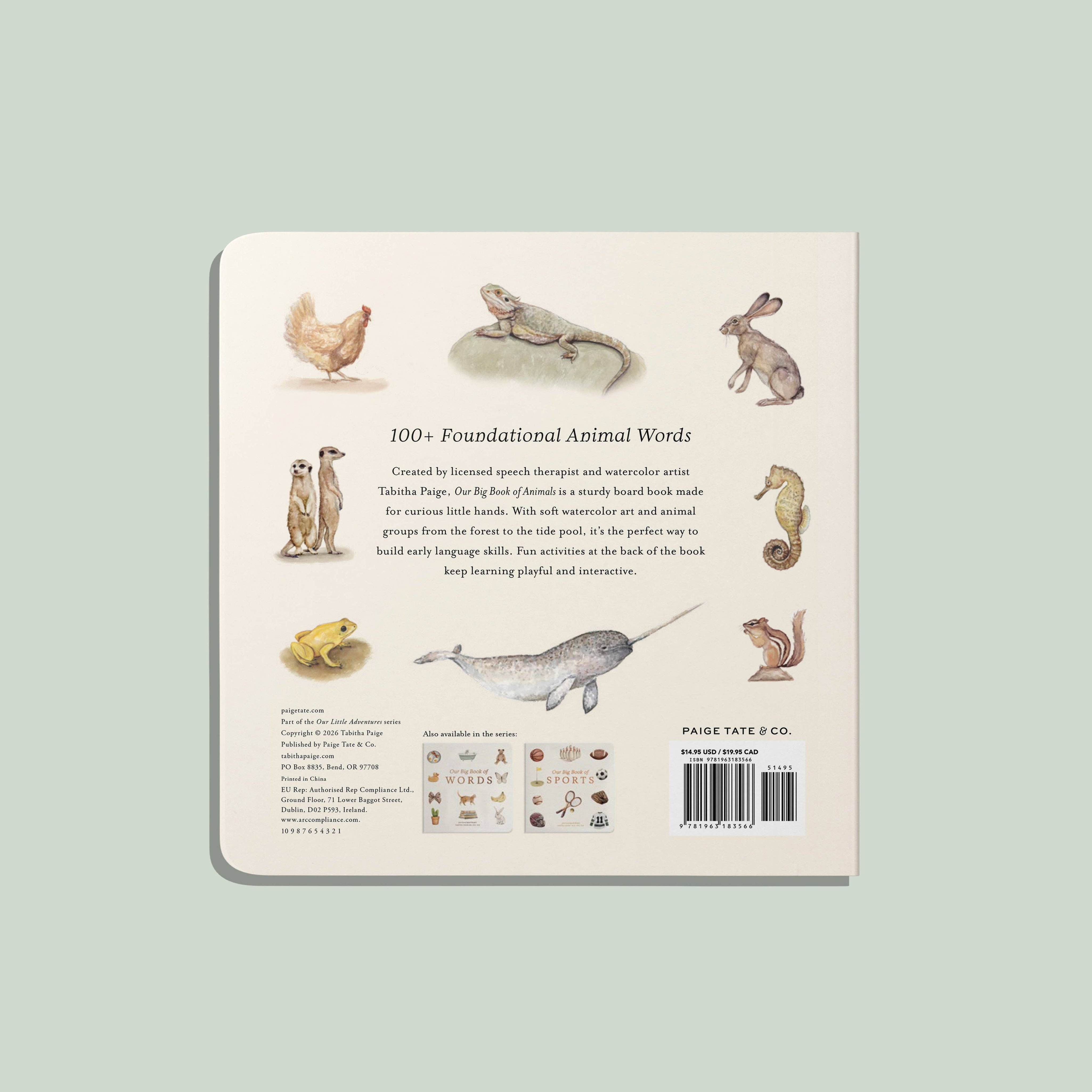 Our Big Book of Animals – Watercolor Board Book