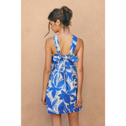 Floral Cotton Poplin Knot Halter Mini Dress