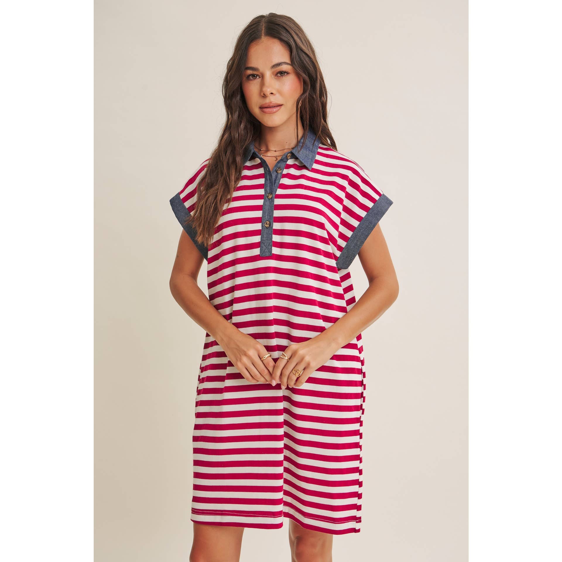 Aurelia Stripe Polo Mini Dress