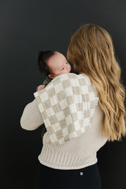 Taupe Checkered Muslin Burp Cloth