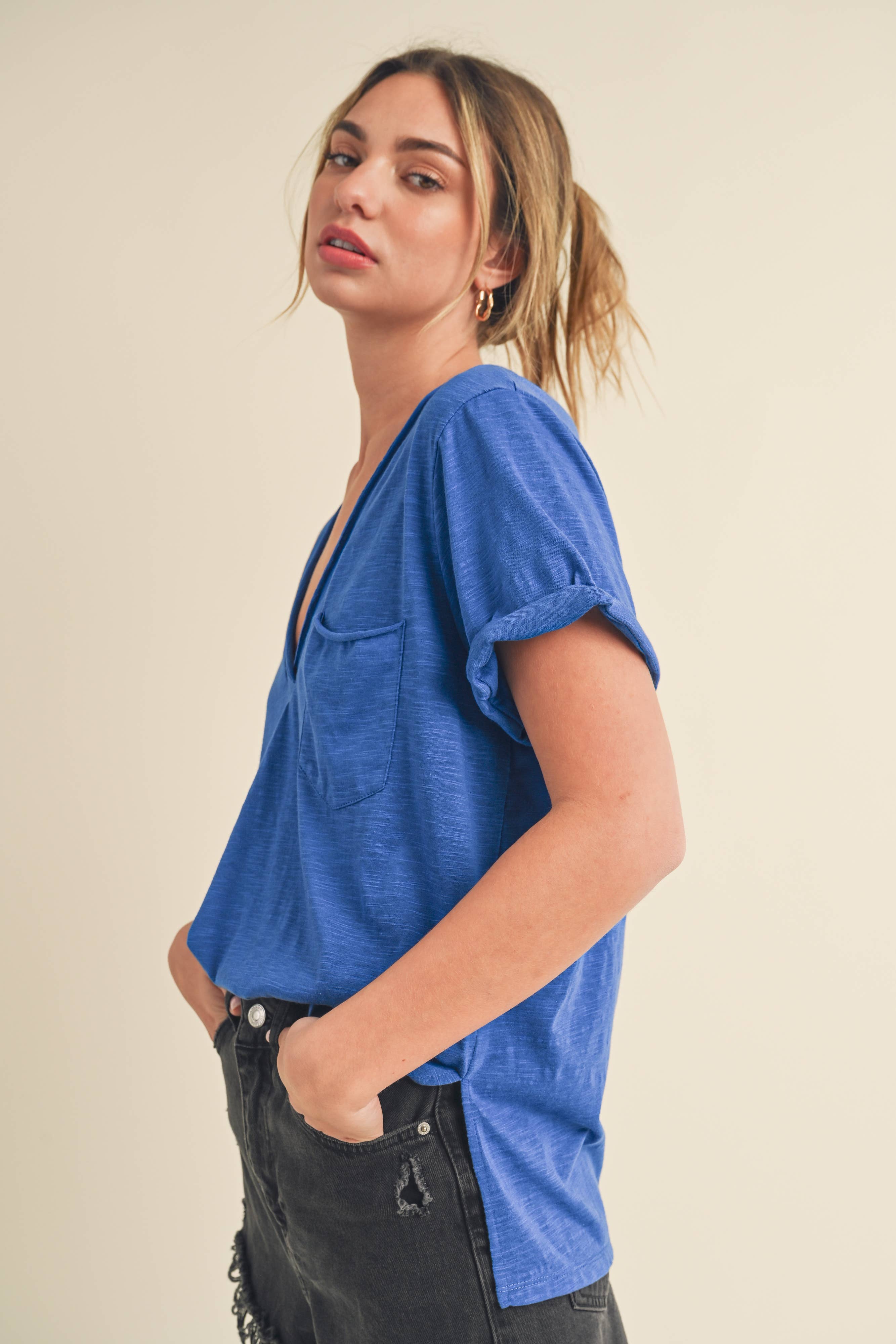 Zoie V-Neck Short Sleeve Top