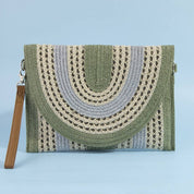 Arched Woven Straw Envelope Clutch