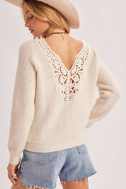 Esme Lace Back Ribbed Sweater