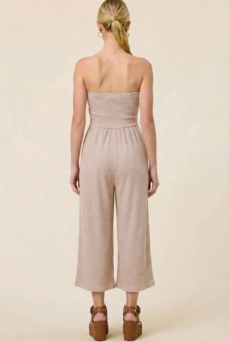 Adria Ribbed Tie-Front Palazzo Jumpsuit