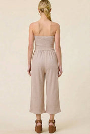 Adria Ribbed Tie-Front Palazzo Jumpsuit