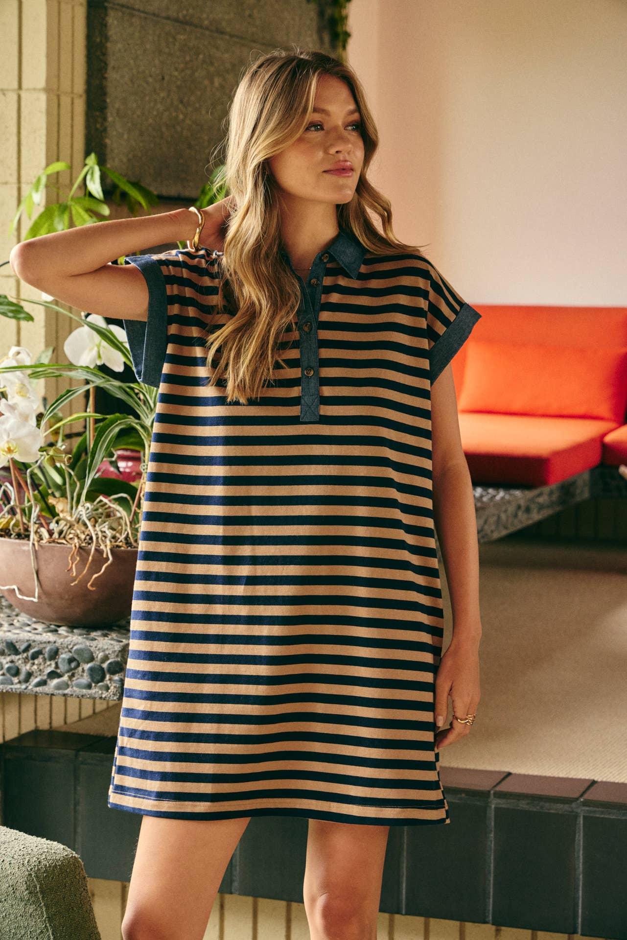 Aurelia Stripe Polo Mini Dress