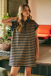 Aurelia Stripe Polo Mini Dress