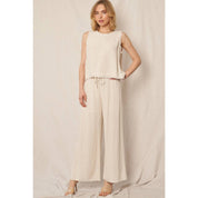 Elastic Waistband Wide Leg Pants