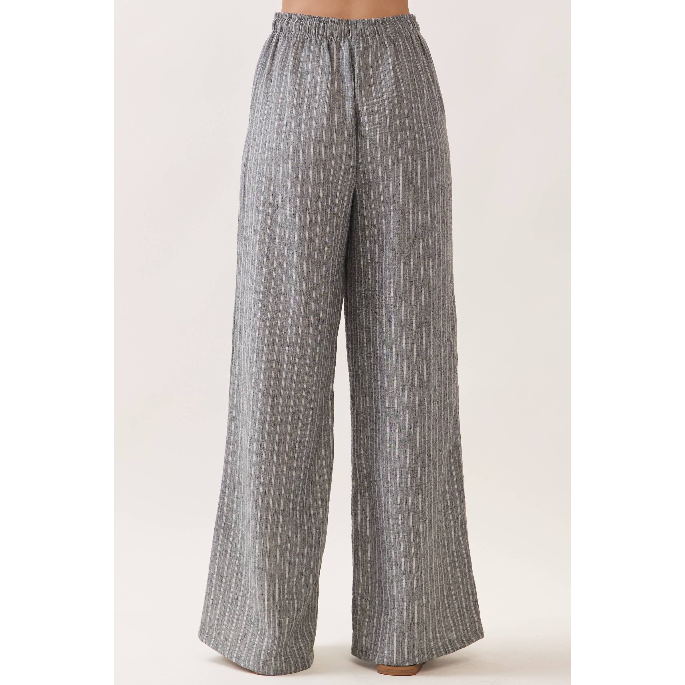Livia Striped Tie Waist Wide Leg Pants