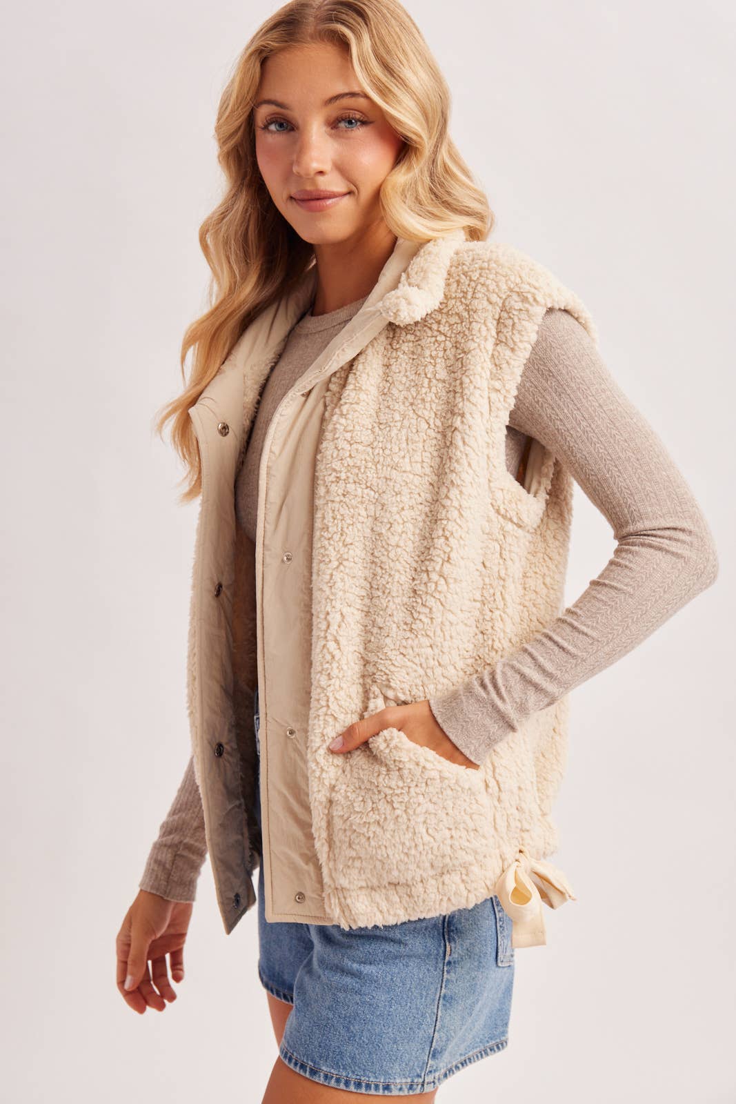 Hana Mock Neck Sherpa Vest