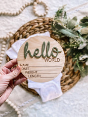 Hello World Announcement Wood Disc