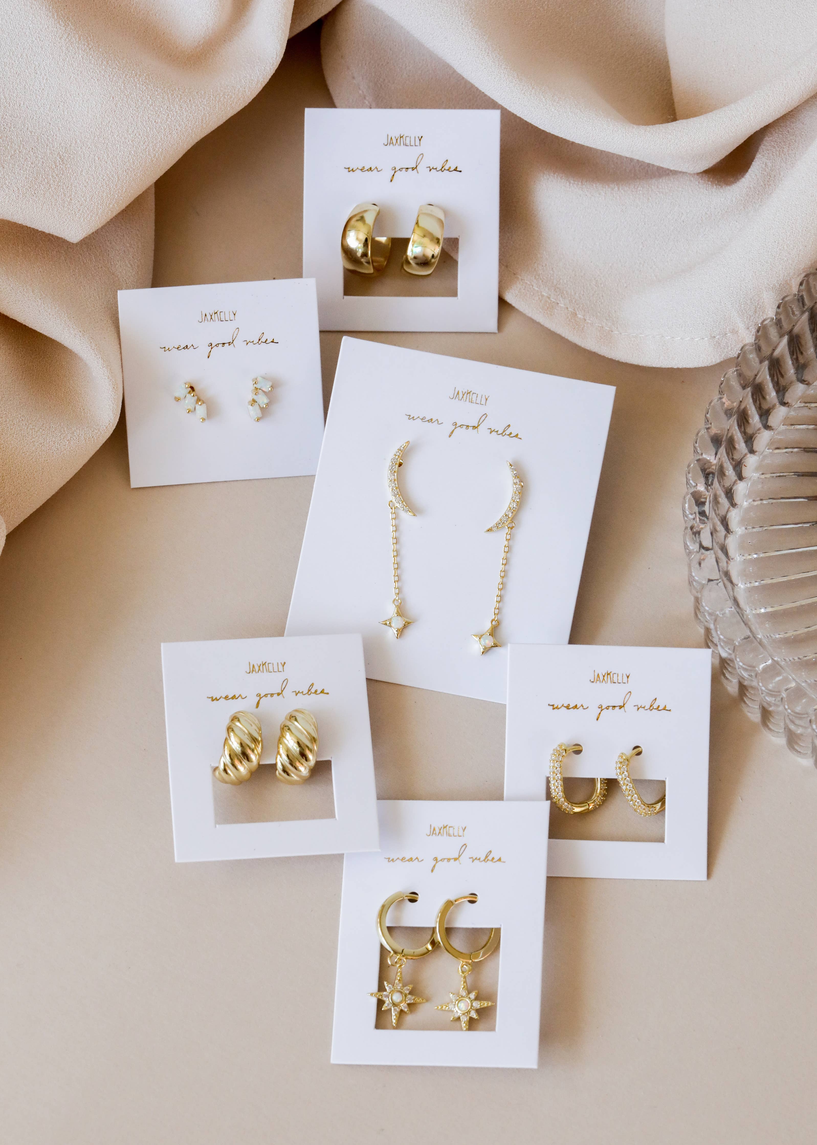 White CZ Pavé Gold Hoop Earrings