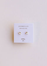 White Opal Double Stud Stack Earrings