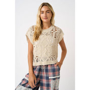 Kaia Crochet Open Knit Sweater Top