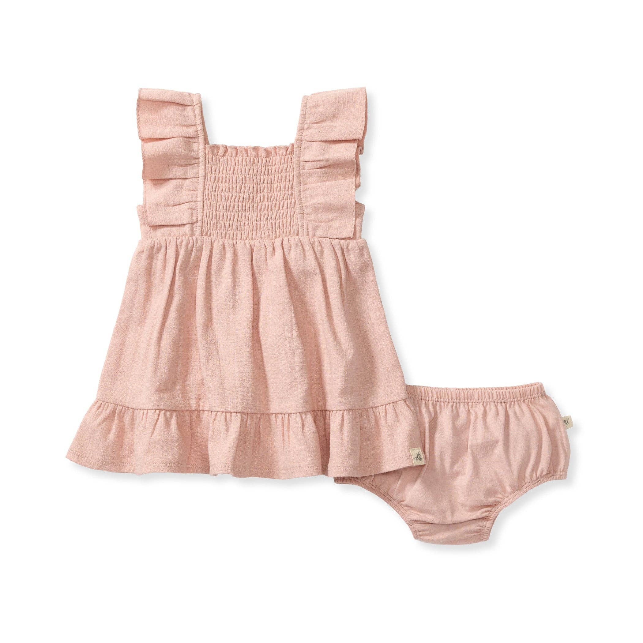 Check Gauze Organic Pink Dress