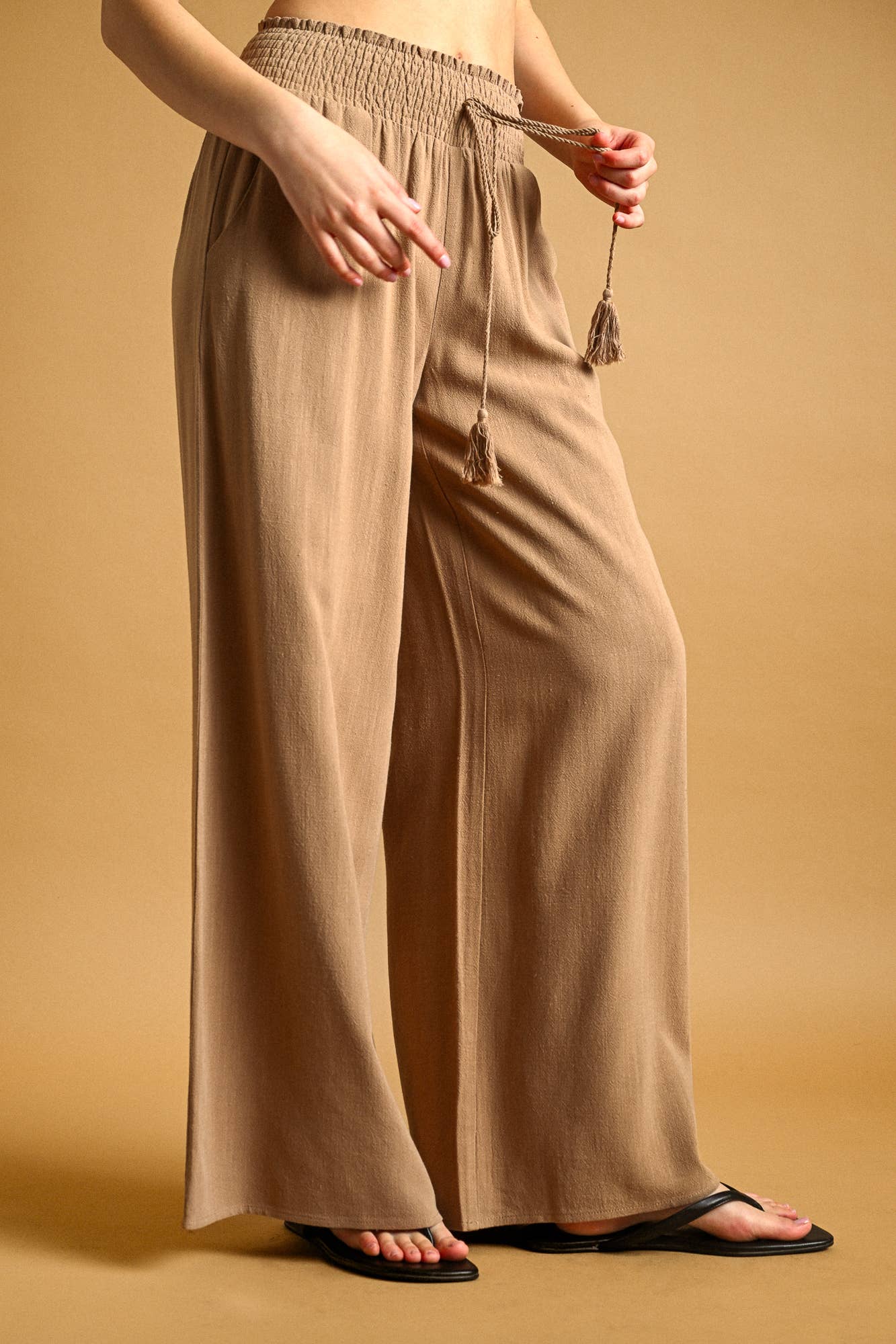 Breezy Wide-Leg Smocked Waist Pants