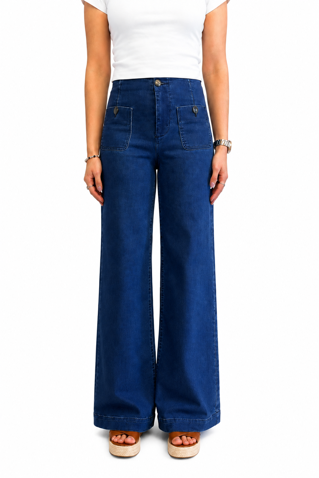 Safia Better Butter Wide Leg Jean with Patch Pockets