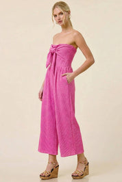 Adria Ribbed Tie-Front Palazzo Jumpsuit