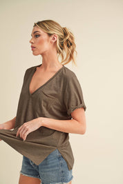 Zoie V-Neck Short Sleeve Top