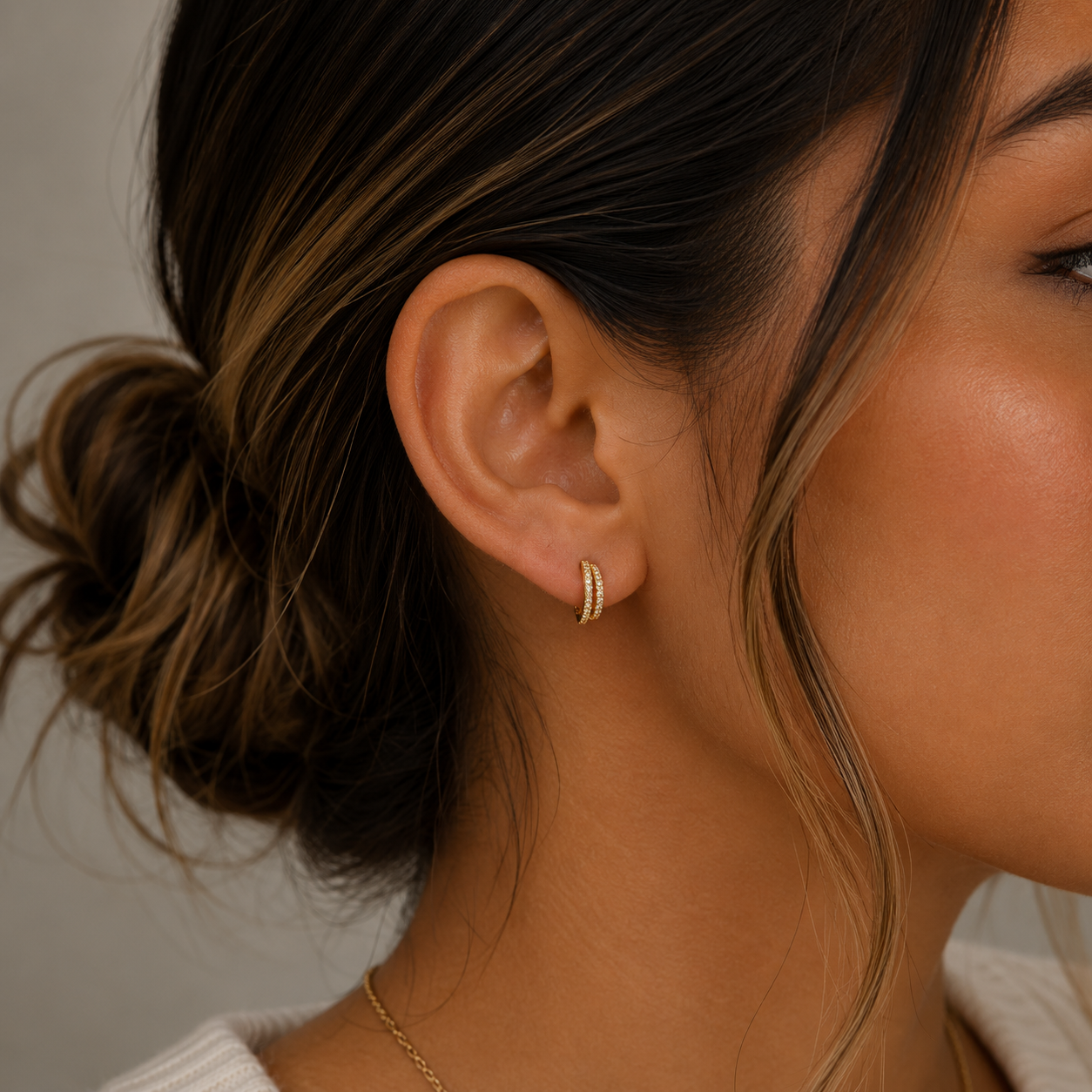 Champagne Pavé Double Hoop Earrings