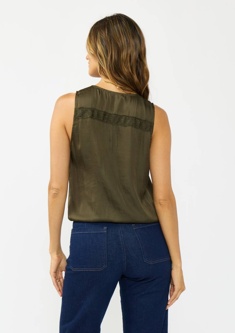 Romy Embroidered Satin Surplice Top