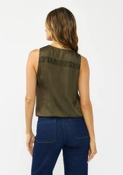 Romy Embroidered Satin Surplice Top