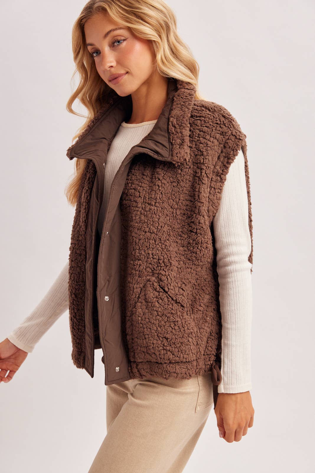 Hana Mock Neck Sherpa Vest