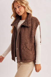 Hana Mock Neck Sherpa Vest