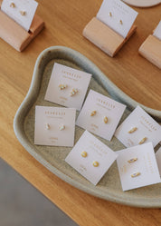 White Opal Baguette Stud Earrings