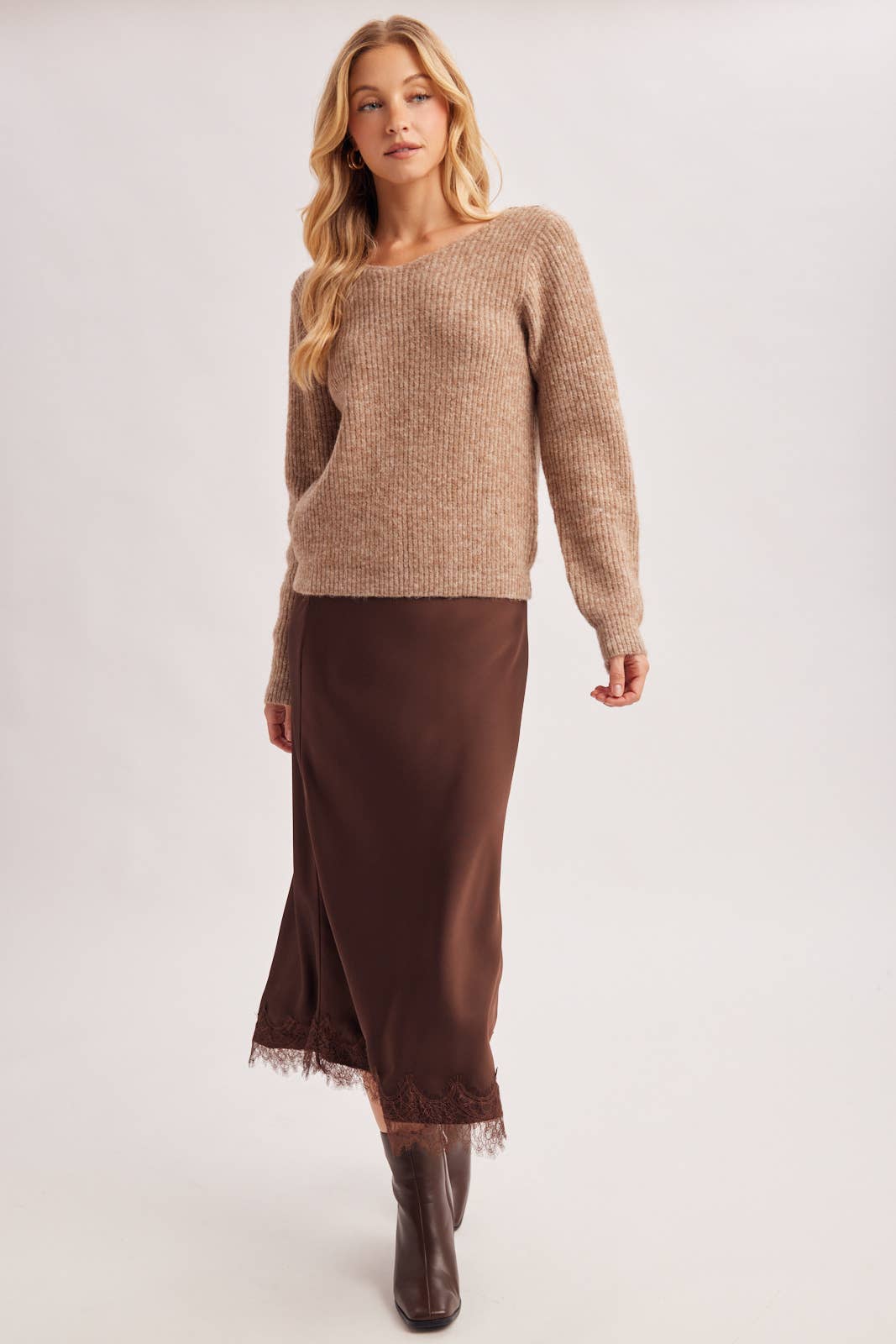 Esme Lace Back Ribbed Sweater