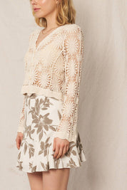 Flower Pattern Crochet Cardigan