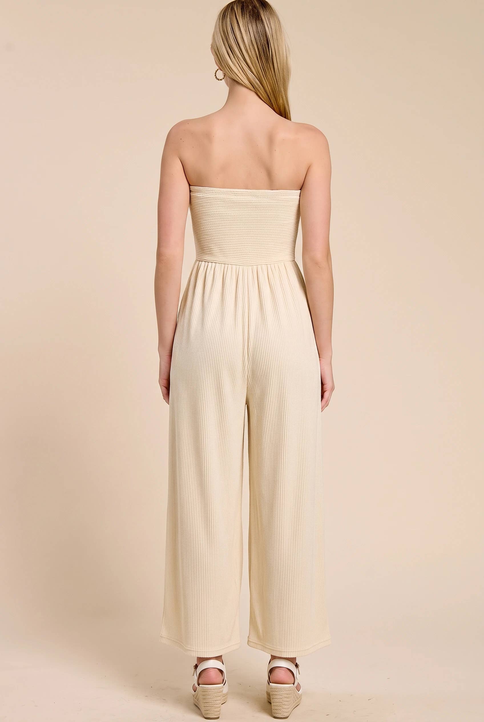 Adria Ribbed Tie-Front Palazzo Jumpsuit
