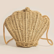 Straw Braided Seashell Bag