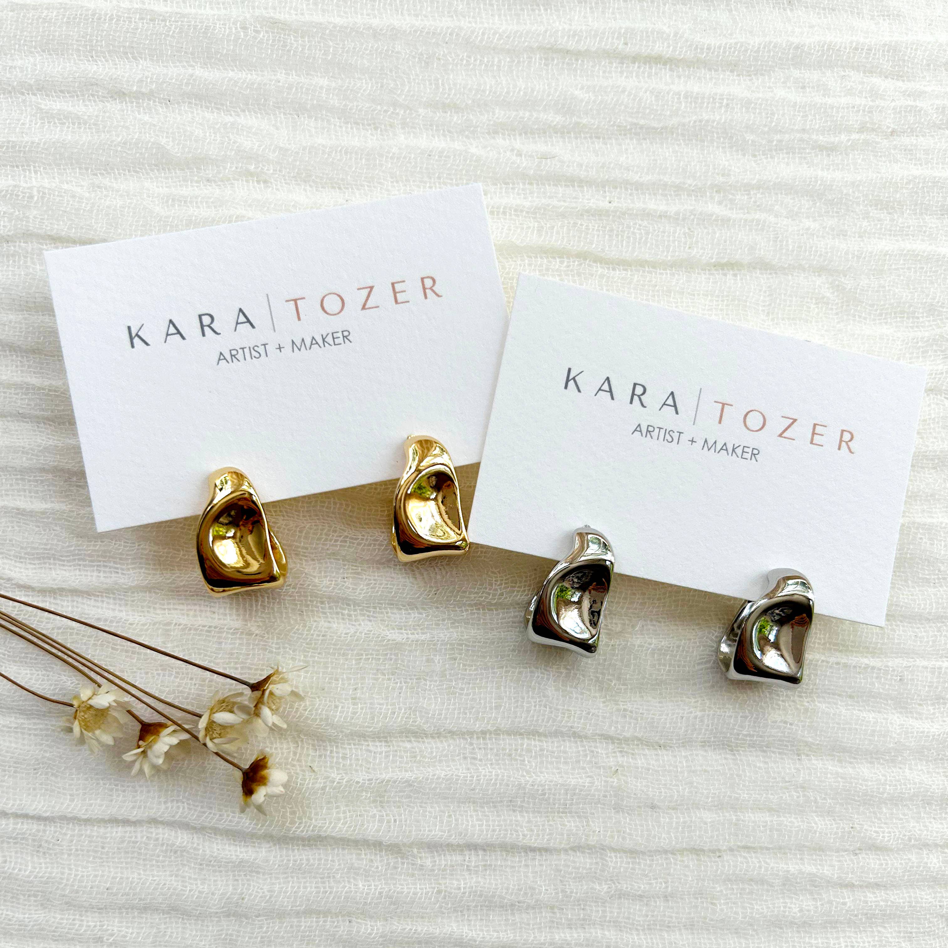 Chunky Teardrop Gold Half Hoop Earrings