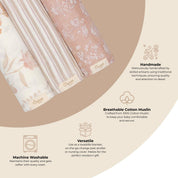 Violet Floral Muslin Swaddle Blankets