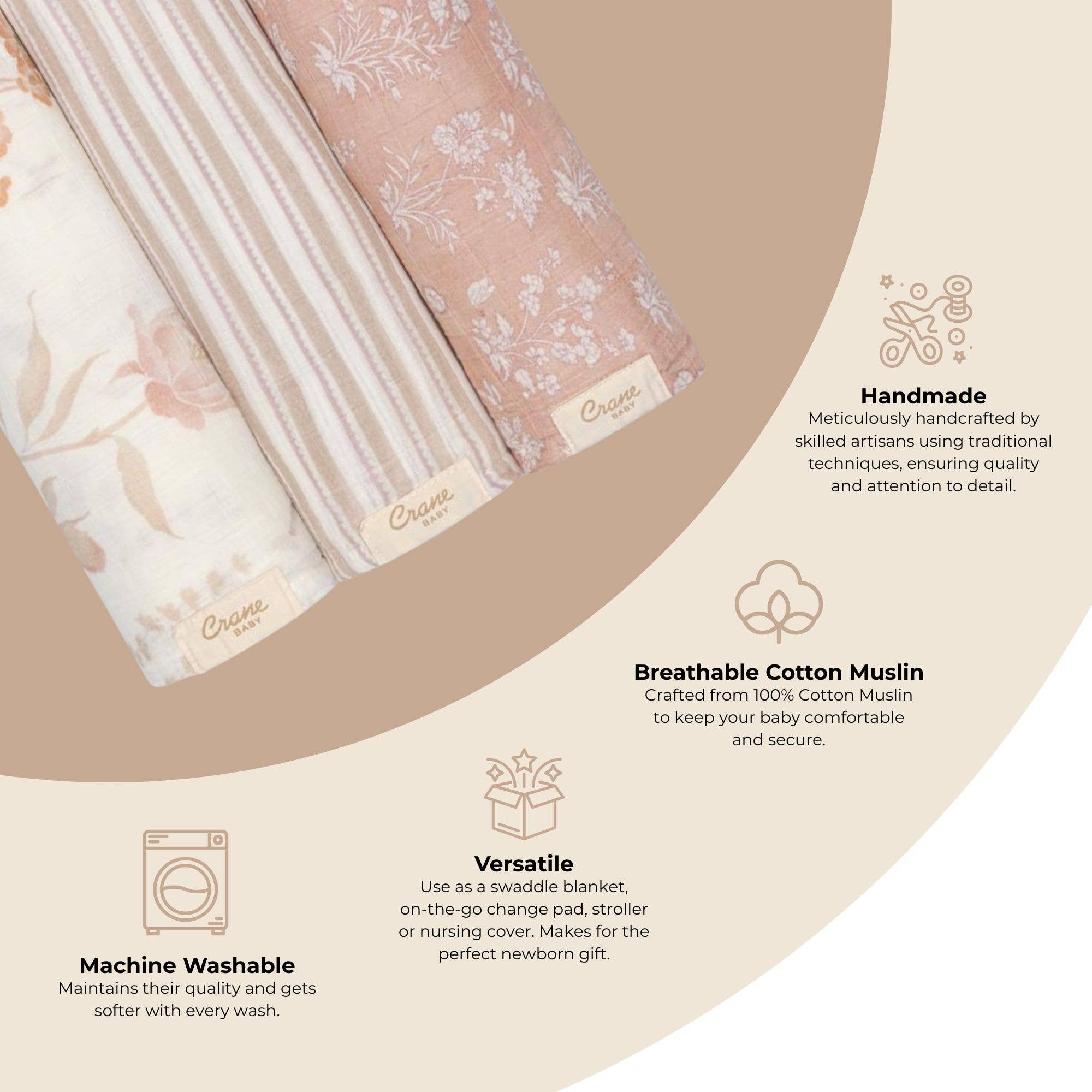Violet Floral Muslin Swaddle Blankets