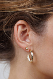 White Opal Sun Stud Earrings
