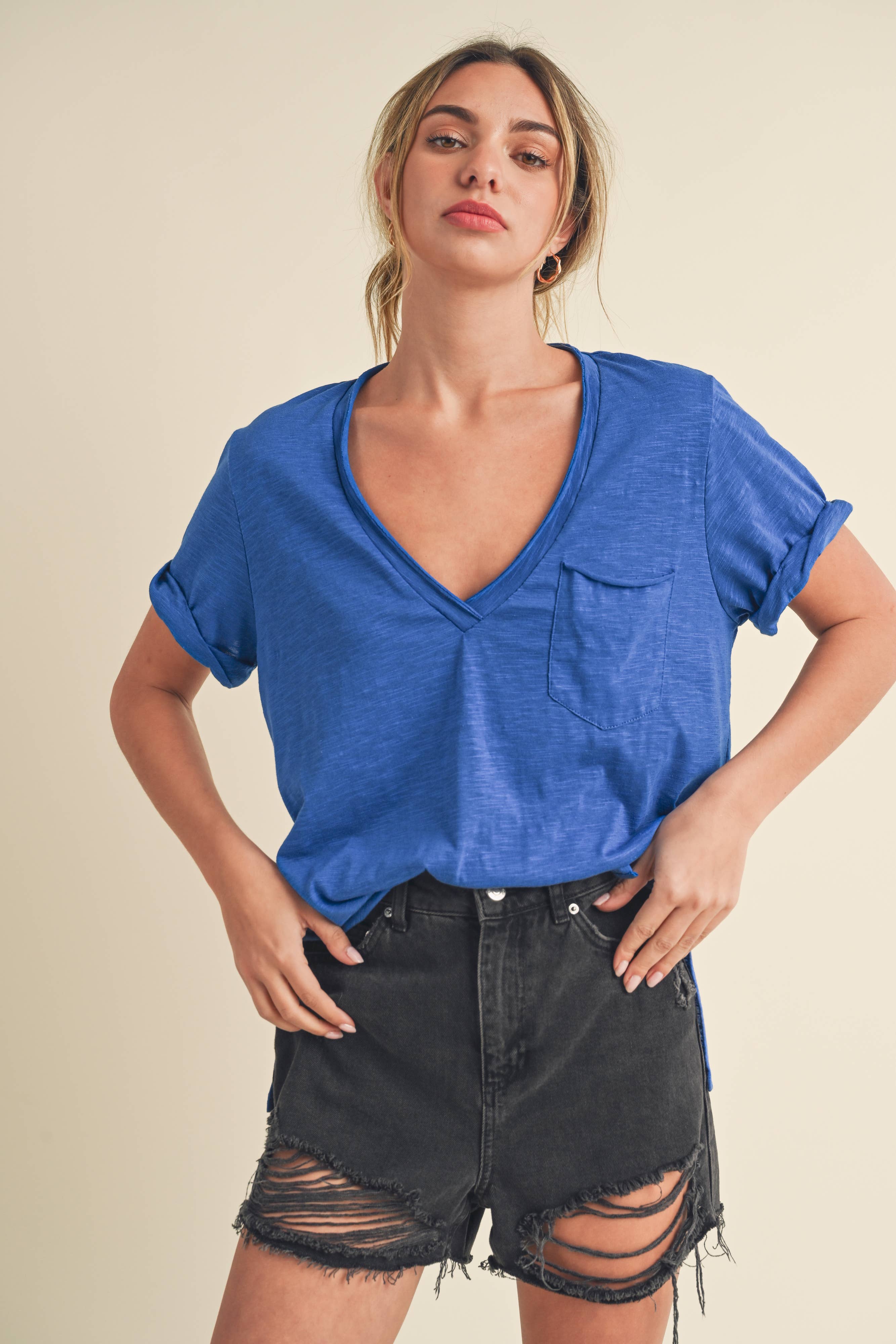 Zoie V-Neck Short Sleeve Top