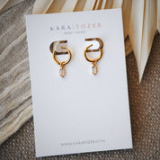 Baguette Charm Gold Huggie Hoops