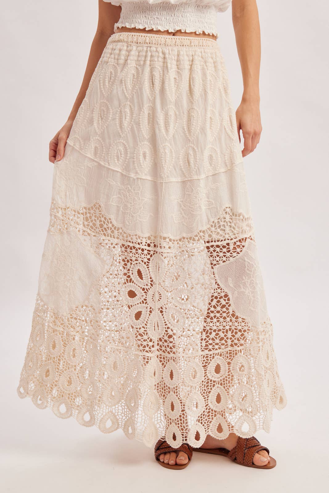Santorini Crochet Maxi Skirt