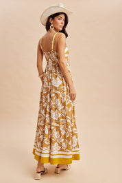 CONTRAST PIPED RESORT MAXI DRESS