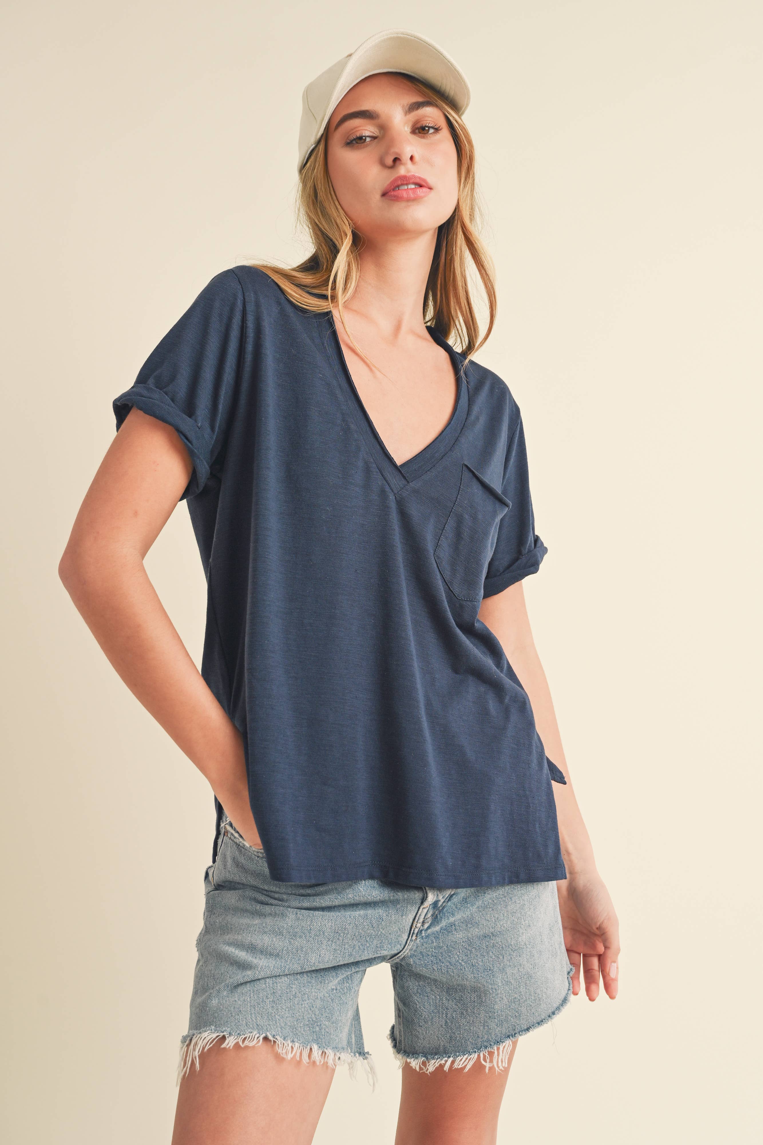 Zoie V-Neck Short Sleeve Top