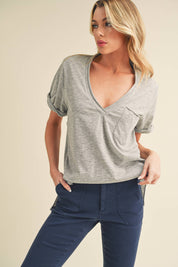 Zoie V-Neck Short Sleeve Top