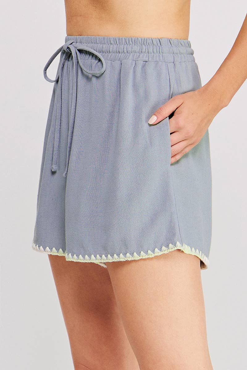 Embroidered Trim Shorts
