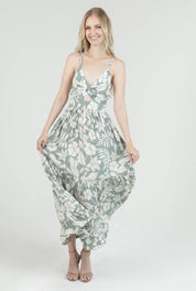 F4F50-A920 V NECK TWIST FRONT CUT OUT MAXI DRESS